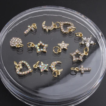 3D Teemant Metall-Star/Kuu Ripats Nail Art Võlusid Kulla Värvi Luksus Sulamist Küünte Kaunistamiseks Täis Rhinestone Tilk Crystal Nai