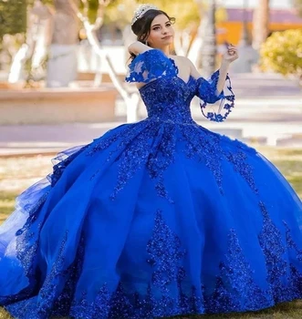 ANGELSBRIDEP Royal Blue Quinceanera Kleidid Vestido De 15 Anos De Debutante Tuhkatriinu Sünnipäeva Prom Pool, Hommikumantlid 15 Aastat