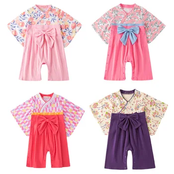 Beebi Tüdruk Sipukad Jaapani Stiilis Kawaii Tüdrukute Kombekas Õie Printida Kimono Kleit Lapsed Kostüüm Imiku Yukata Hommikumantel Riided