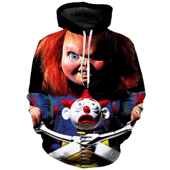 Chucky Horror Filmi Tegelased 3D Trükitud Mens Sügisel Topp Dressipluus Unisex Vabaaja Zip Jope Halloween Pullover KJ630