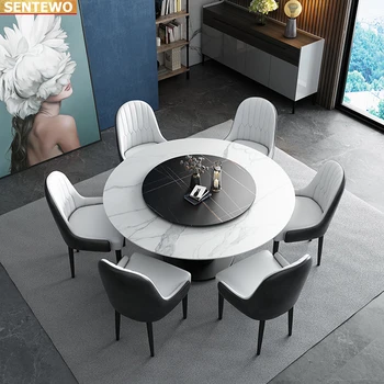 Disainer Luksus ring Marble Rock Plaat söögilaud komplekt 4 toolid mesa de jantar posta mööbel marbre Roostevabast terasest kuld alus