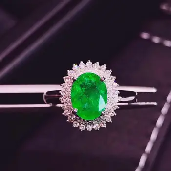 H717 Smaragd Ring Puhas 18 K Kullaga Ehted Laadi Roheline Emerald 1.12 ct Diamond Naine Rõngad naiste Trahvi Ringi