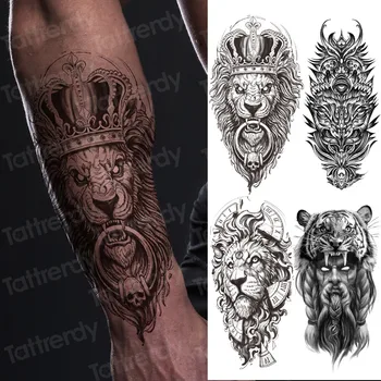 lion king tiger kolju varruka tattoo designs meeste poiss loomade tattoo designs seksikas 3D musta vee tätoveering armband randme keha kunst