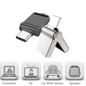 Mini 16GB 32GB 64GB 128GB Tüüp C Ultra Mini Dual-USB 2.0 Flash Drive Memory Stick U Disk mälupulk Freeshipping