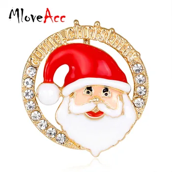 MloveAcc Fashion Christmas Emailiga Crystal Jõuluvana Prossid Sõrmed Naiste Prossid Kostüüm Bijoux Aksessuaar Kingitused