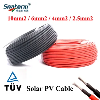 Päikese Juhe 10mm2/6mm2/4mm2/ 2.5mm2 8/10/12/14AWG Must või Punane Päikese PVC Isolatsiooniga Elektri Pistiku Kaablid PV Paneeli Ühendamiseks