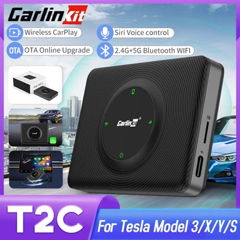 T2C CarlinKit Traadita Carplay Jaoks Tesla Model 3 X Y S WiFi Bluetooth Adapter Apple CarPlay Dongle Mms OTA Online Upgrade