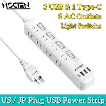 USA JP Võimsusega Riba, mille USB-Portide pikendusjuhe Surge Protector Tüüp-C Pessa Mitme 8 Turustusvõimalusi Elektrilised Pikendamine
