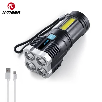 X-TIIGER Multifunktsionaalne Taskulamp Portable LED Elektrilised Tõrvik Veekindel USB Laetav Lamp, Hele Taskulambid Väljas Tööriistad