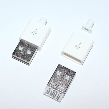 10tk Type A Male-USB 5 Pin Pistik-Pesa Pesa Valge plastikust Kate USB-Keevitus Tüüp 3 1 DIY Pistikud OD3.0 Kaabel