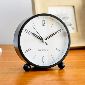 1tk Elu Lihtne Ring Äratuse Kella Vaikne Osuti Metall Materjali Öö Valguses Üliõpilaste Laste Home Decor Desktop Clock Uus