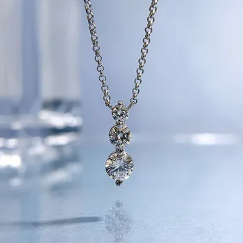 2023 uus S925 silver sirge diamond kolm kivi kaelakee ripats naiste Euroopa ja Ameerika ins kerge luksus