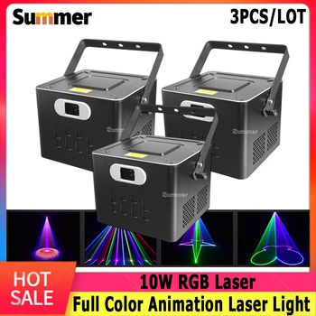3tk 10W RGB Laser Värviline Animatsiooni Laser Valgus ILDA Programmi DJ Disco Jõulud Puhkuse Etapil Laser Projektor Disco KTV Klubi