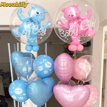4D Läbipaistev Baby Shower Poiss, Tüdruk Kandma Bubble Ball Lapsed 1. Sünnipäeva Sinine Roosa Heelium Õhupalli Soolise Paljastada Teenetemärgi