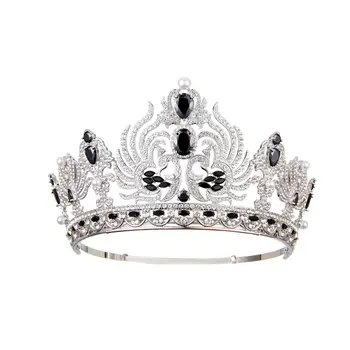 Amazon Suur Must Suurus Tsirkoon Võra Pruut/Lady Iludusvõistlus Catwalk Crown Juuksed Tarvikud Kallis Barokk Crown Headdress