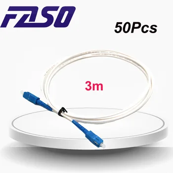 FASO 50tk 3m SC/UPC-SC/UPC ühemoodilisi Simplex 3.0 mm Läbimõõduga Kaabel Fiber Optic Patch Cord Valge LSZH