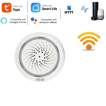 Jae-Temperatuuri-Niiskuse Alarm Sensor Wifi Sireen Tuya Smart Elu App Tööd Echo Alexa Google ' i Kodu IFTTT
