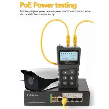 Multi-funktsionaalne LCD võrgukaabli Tester PoE Checker Inline PoE Pinge ja voolu Tester Cable Tester NF-488
