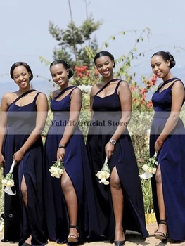 Pikk Tumesinine Pruutneitsi Kleidid Must Split-Aafrika Tüdrukud Elegantne Kleit Naiste jaoks Pulmapidu