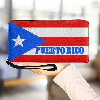 Puerto Rico Lipu Mustriga Naiste Rahakott Pika Reisi Naiste Rahakotid PU Nahast Vabaaja Kaardi Omanik Multifunktsionaalne Tüdrukute Muuta Juhul