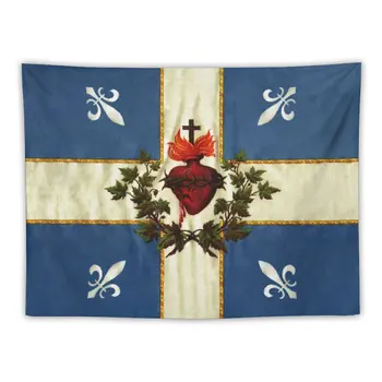 Quebec Püha Südame lipu drapeau Québec Patriote Carillon Sacré-C?ur Christian Katoliku vana vintage edition fleurs Vaip
