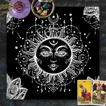 Tarot Sun Moon Tarot Tapestry Altari Lapiga, Lapp Tarots Riie Ennustamine Astroloogia Lauamäng Teenetemärgi Riie Art Home Decor