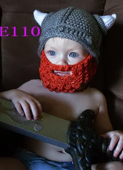 Uus Heegeldatud Halloween müts Väikelapse Viking Müts Baby Viking Beanie Müts . Imiku Foto prop , Viking Foto prop , Preemie viking müts