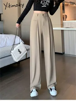 Yitimoky Lai Jalg Sobib Püksid Naiste Kõrge Waisted Korea Fashion Elegantne Pikad Püksid Primavera 2023 Daamid Vabaaja Püksid